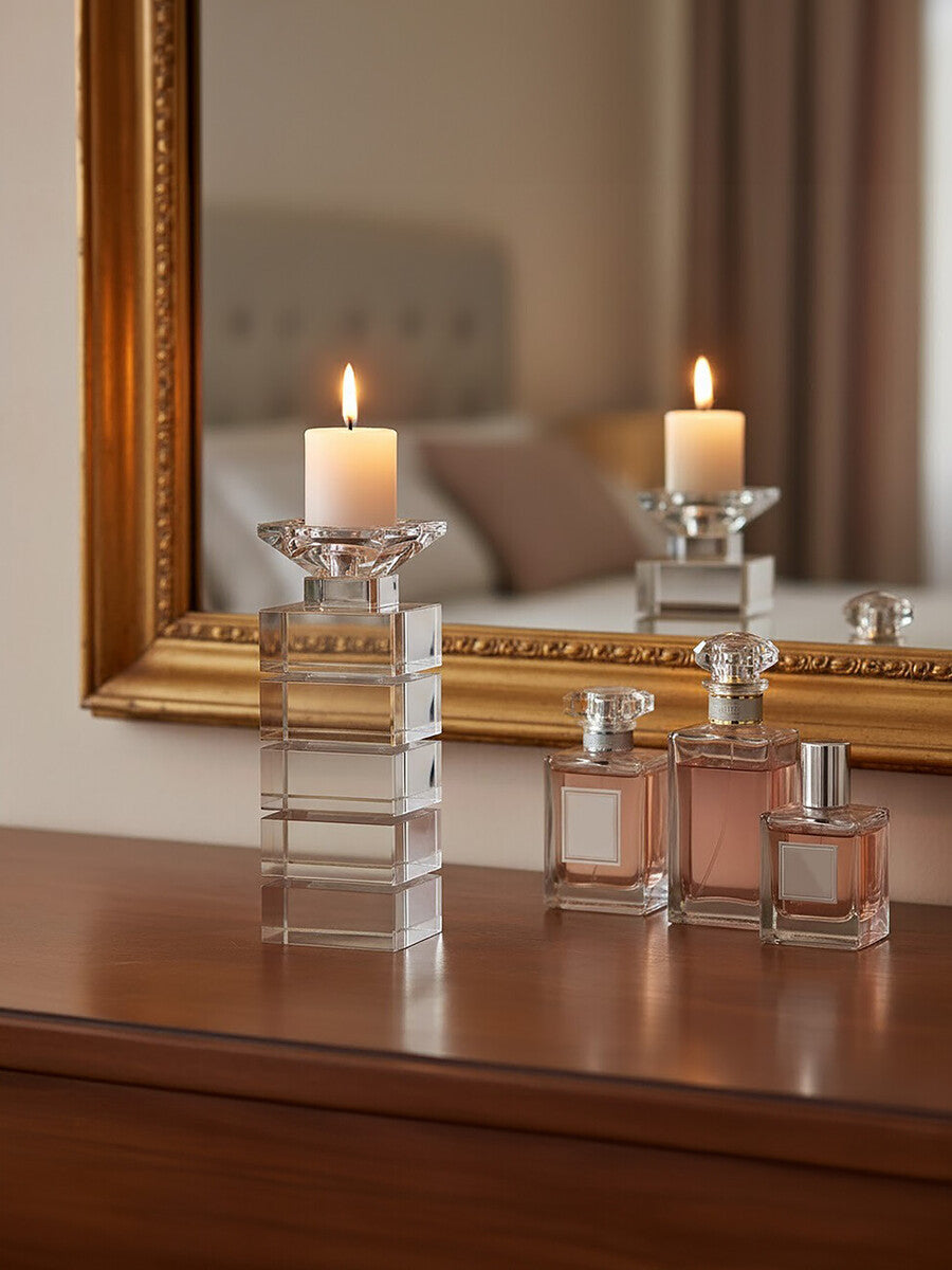 Carrie Clear Finish Small Candle Holder