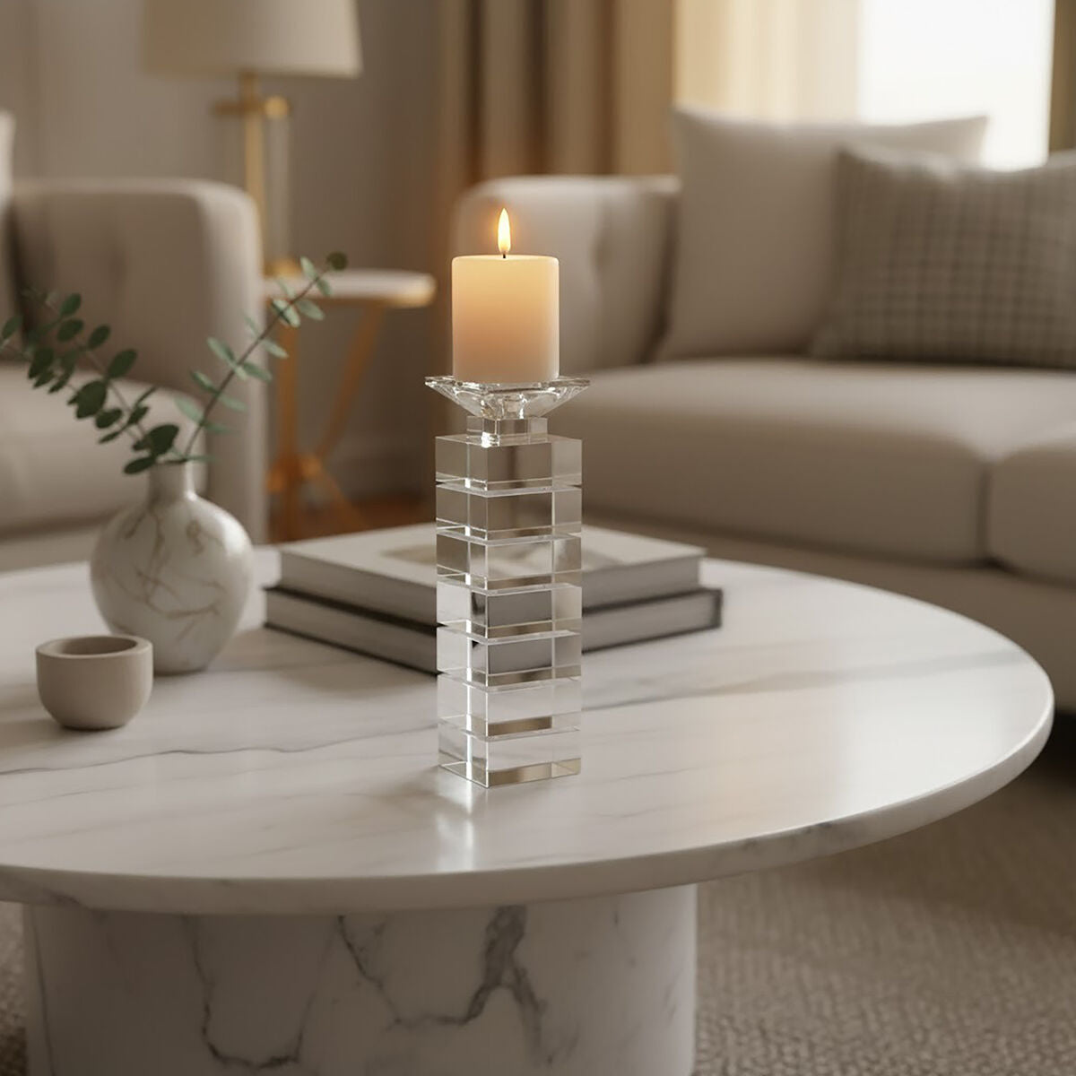 Clear Finish Large Candle Holder | Carrie