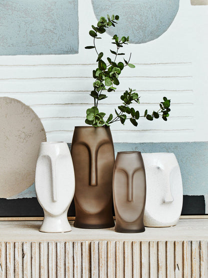Viso Smoked Grey Large Face Design Vase
