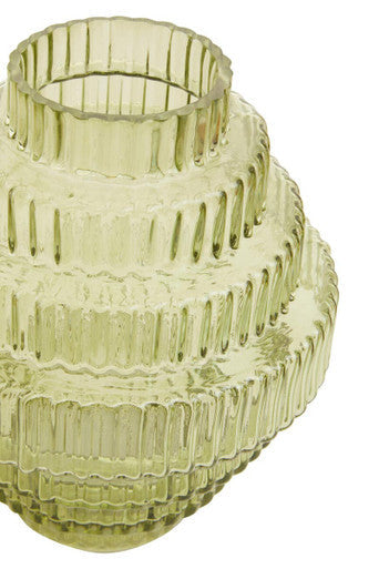 Benka Small Green Ribbed Glass Vase
