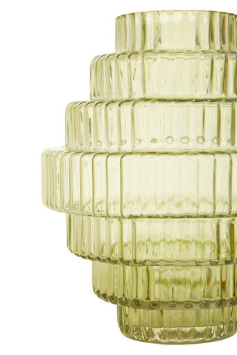 Benka Small Green Ribbed Glass Vase