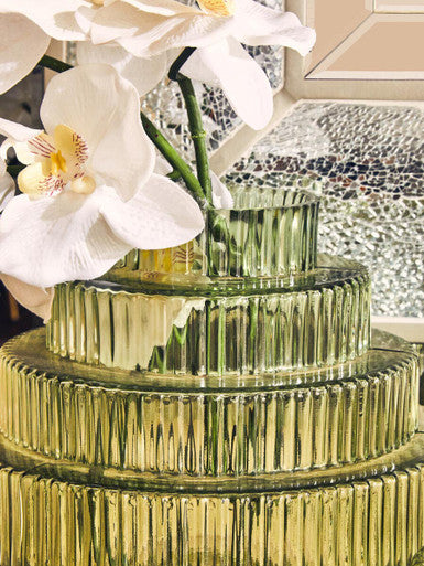 Benka Large Green Ribbed Glass Vase