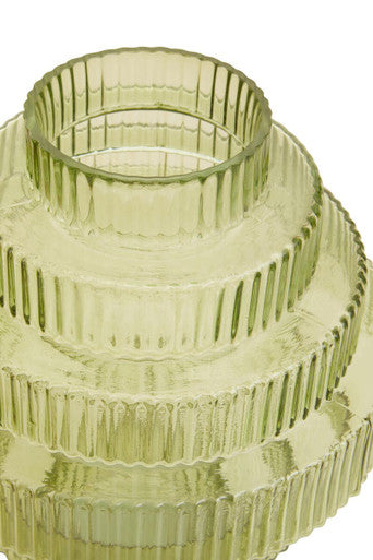 Benka Large Green Ribbed Glass Vase