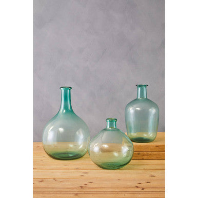 Bexley Blue Small Bottle Neck Recycled Glass Vase