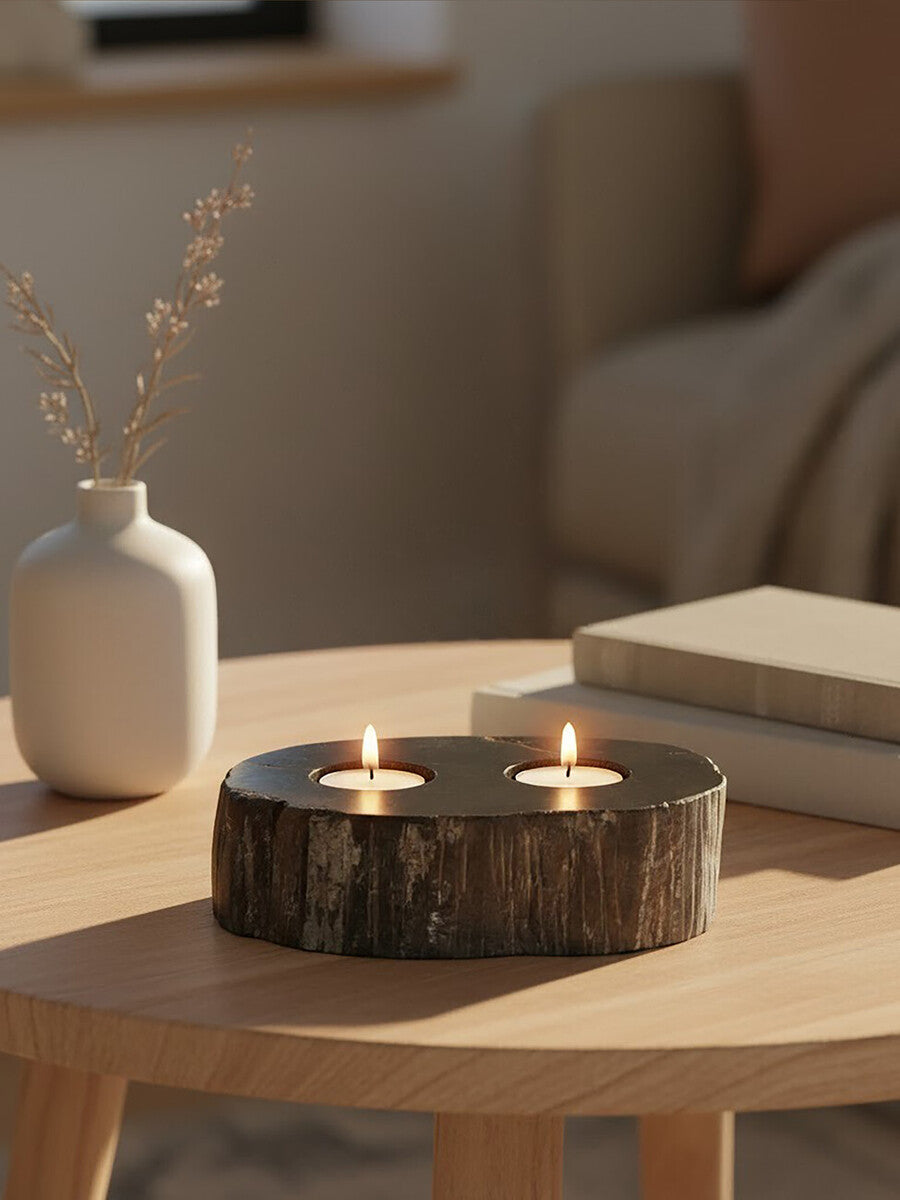 Petrified Wood 2 Tealight Holder | Relic