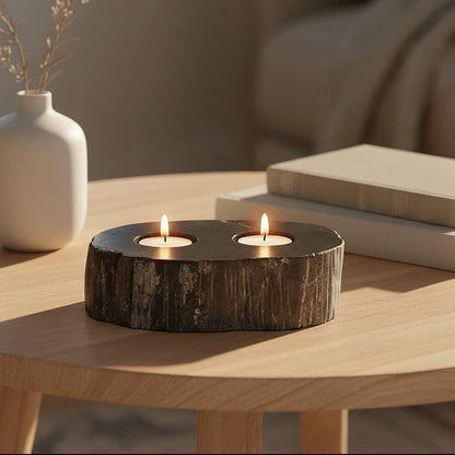 Petrified Wood 2 Tealight Holder | Relic