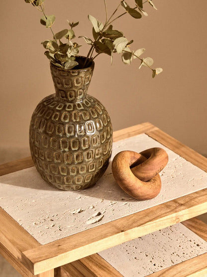 Small Green Textured Ceramic Vase | Yana