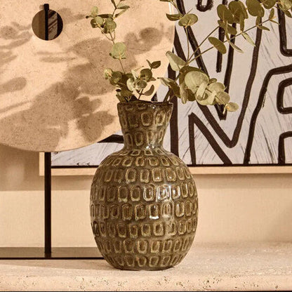 Small Green Textured Ceramic Vase | Yana