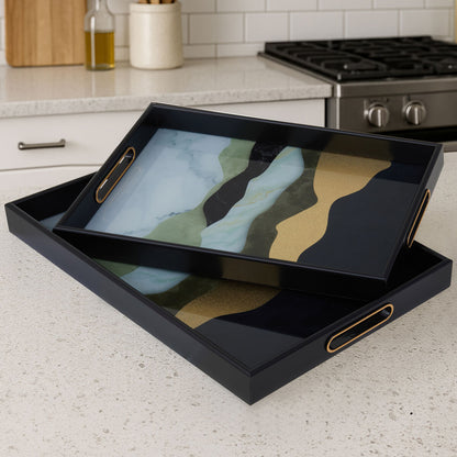 Celina Set Of Two Assorted Colour Rectangular Trays