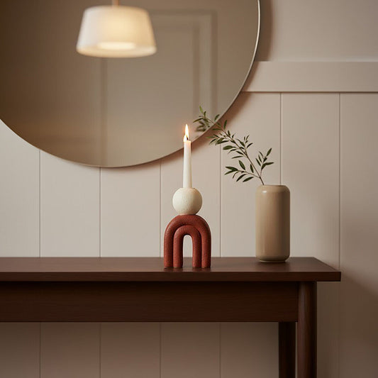 Utica Candle Holder With Red Base