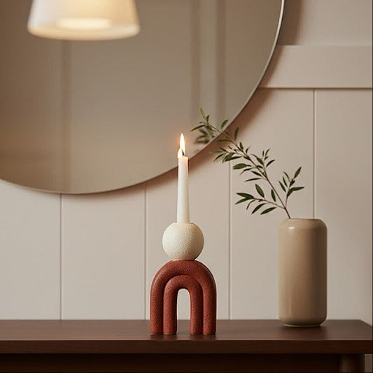 Utica Candle Holder With Red Base
