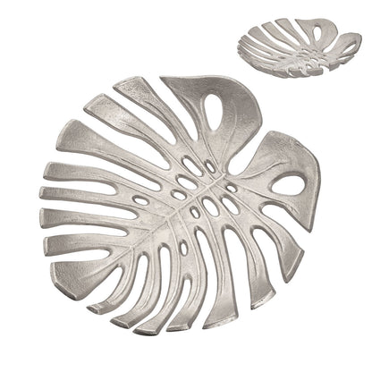 Prato Monstera Small Silver Finish Leaf Dish