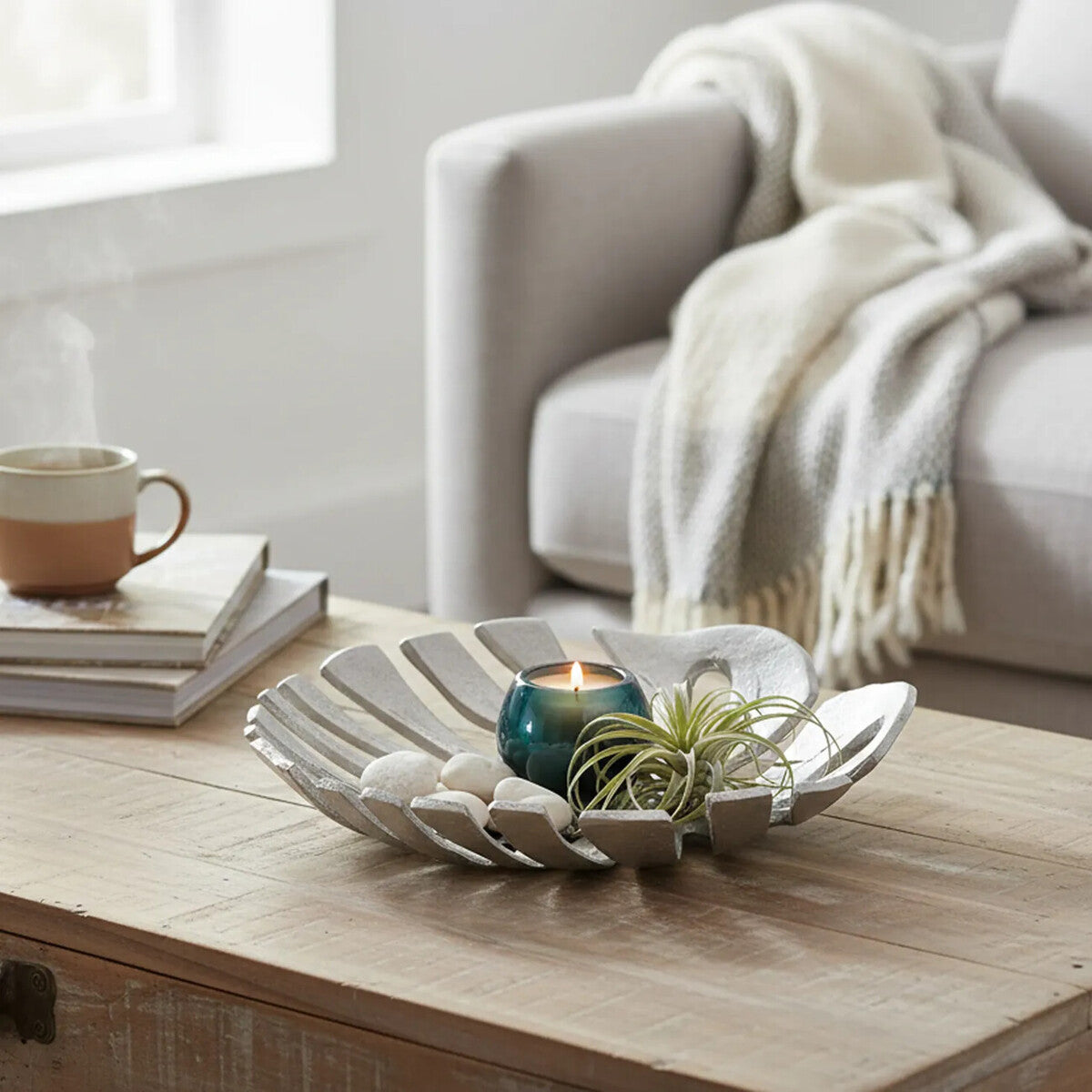 Prato Monstera Small Silver Finish Leaf Dish