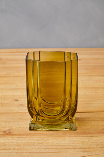 Edan Small Olive Green Glass Vase