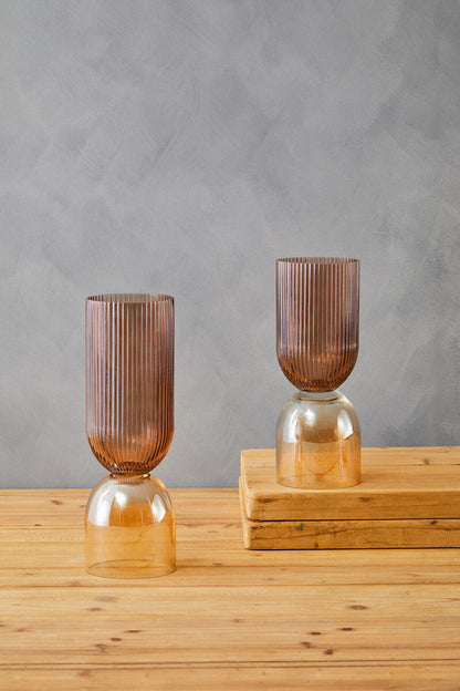 Esma Large Amber and Brown Glass Vase