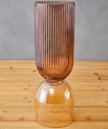 Esma Large Amber and Brown Glass Vase