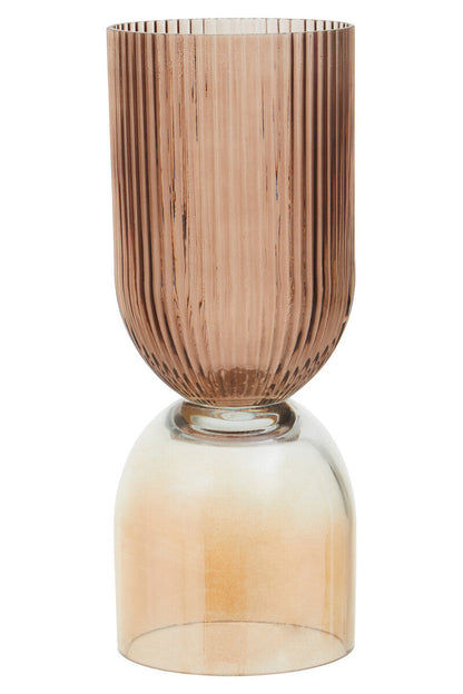 Esma Small Amber and Brown Glass Vase