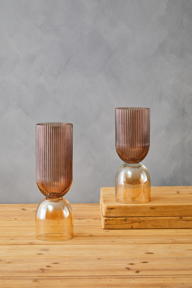 Esma Small Amber and Brown Glass Vase