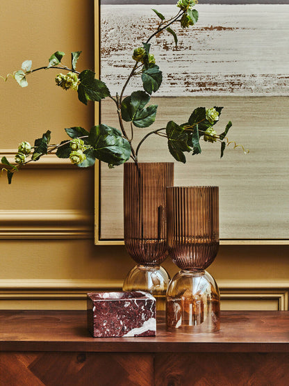 Esma Small Amber and Brown Glass Vase