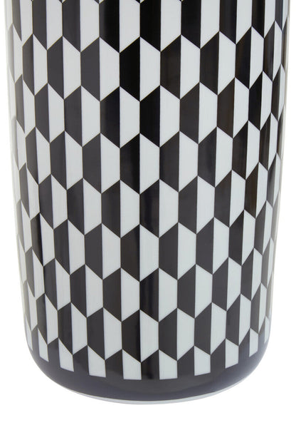 Marlo Black and White Geometric Print Ceramic Umbrella Stand