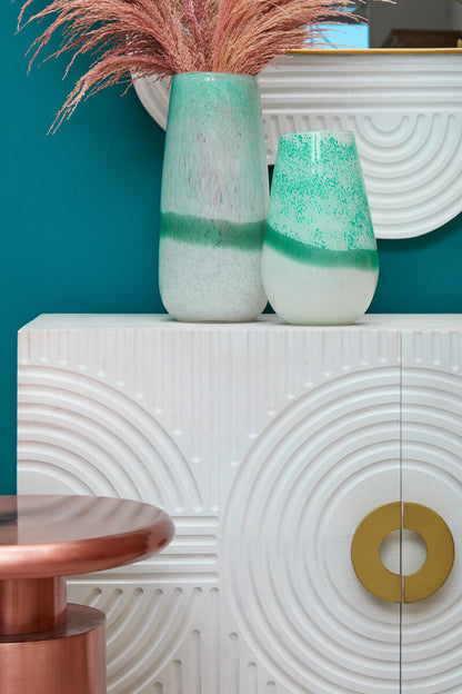 Celia Large Turquoise and White Ombre Vase