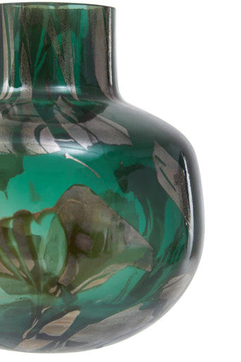 Herbie Green and Gold Small Glass Vase
