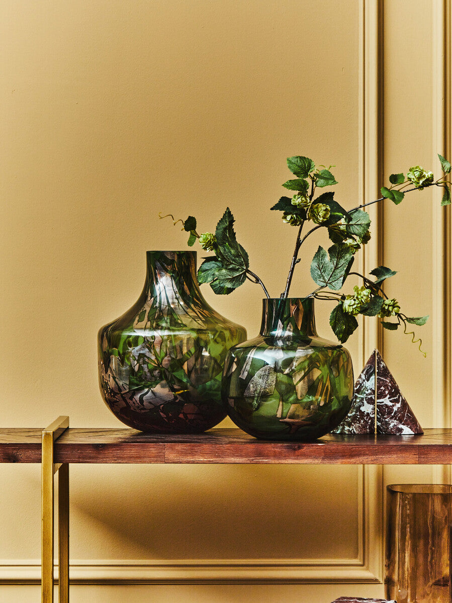 Herbie Green and Gold Large Glass Vase
