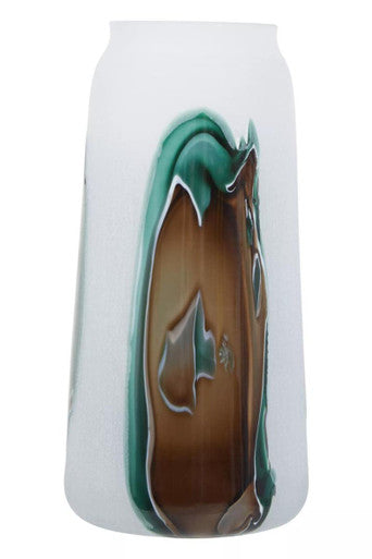Hakan Tall Glass Vase with Marbled Design