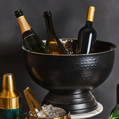 Ankara Black Stainless Steel Champagne Bowl with Hammered Effect