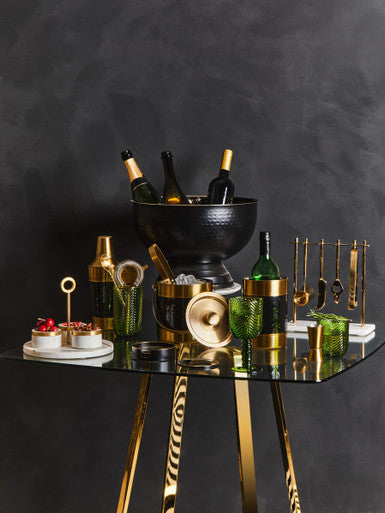 Ankara Black Stainless Steel Champagne Bowl with Hammered Effect