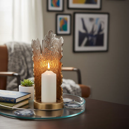 Dion Small Ombre Silver and Gold Finish Candle Holder
