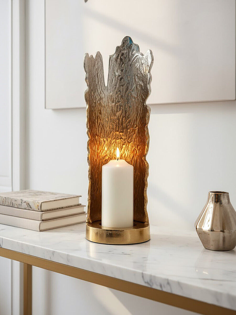 Dion Large Ombre Silver and Gold Finish Candle Holder