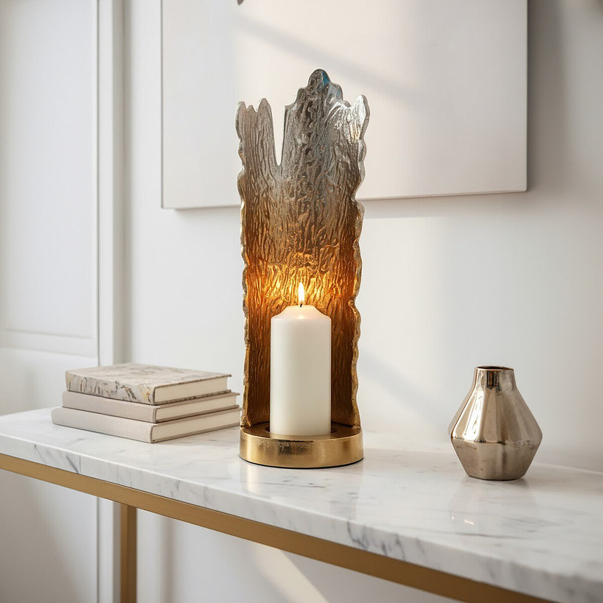 Dion Large Ombre Silver and Gold Finish Candle Holder