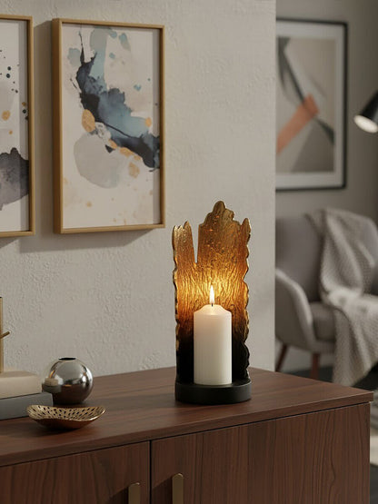 Deomali Small Ombre Black and Gold Candle Holder