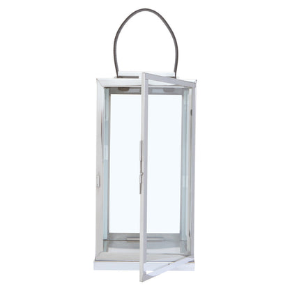 Herber Large Silver Steel With Hair On Leather Handle Lantern
