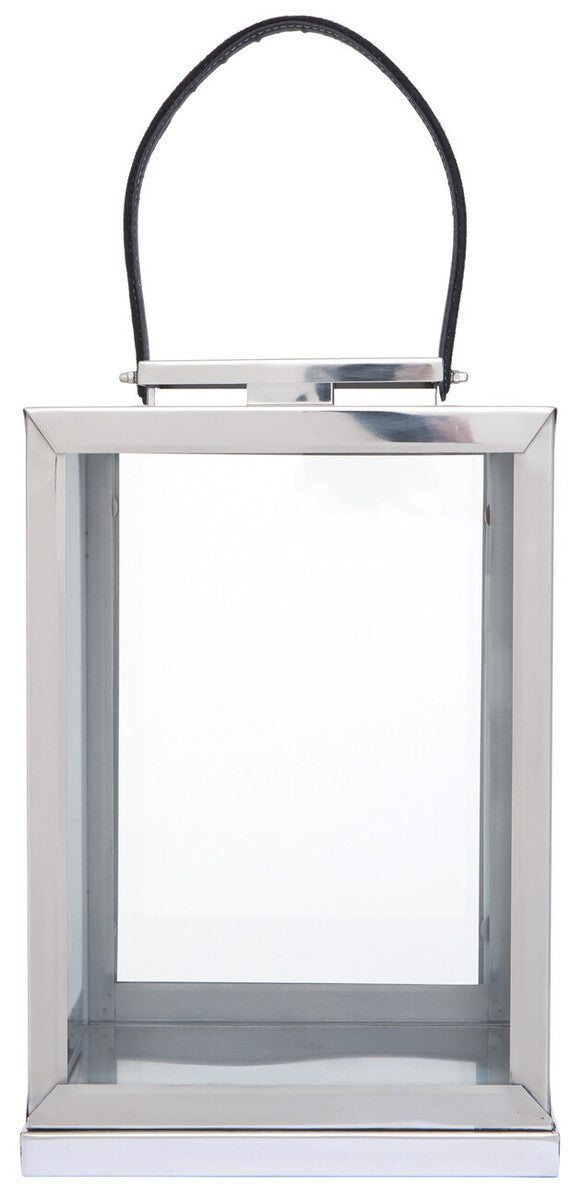 Herber Small Silver Steel With Hair On Leather Handle Lantern