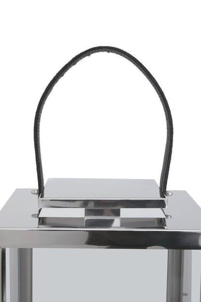 Herber Small Silver Steel With Hair On Leather Handle Lantern