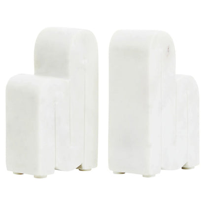 Nason Set Of 2 White Marble Bookends