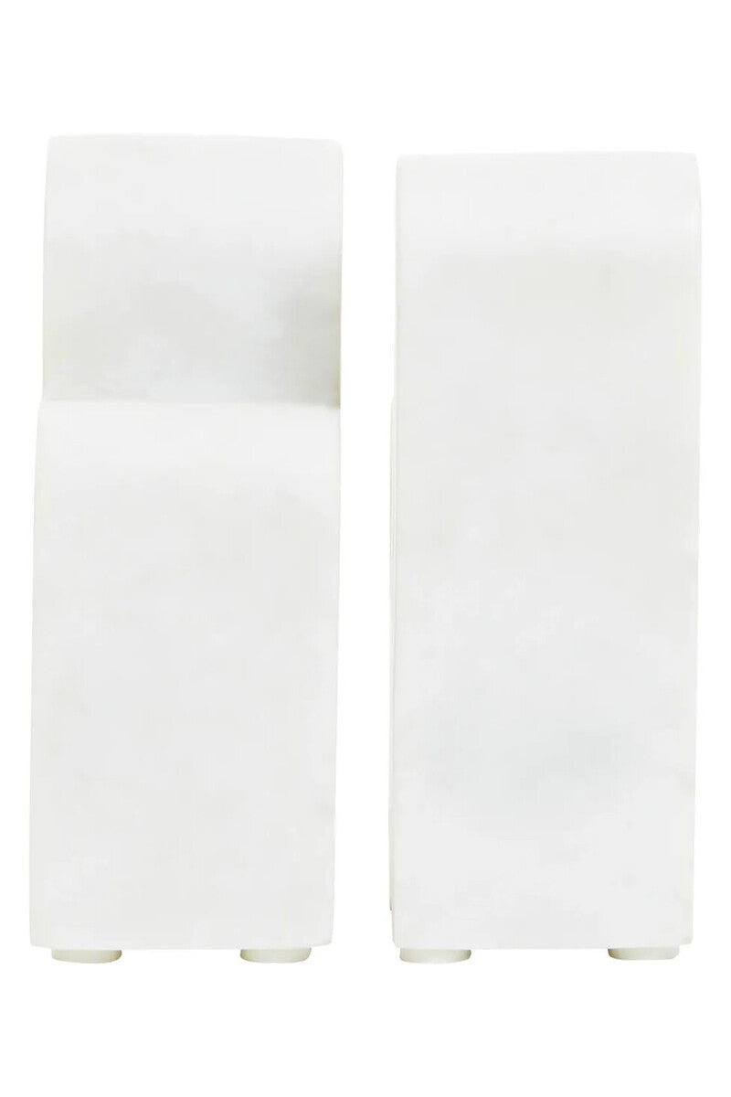 Nason Set Of 2 White Marble Bookends