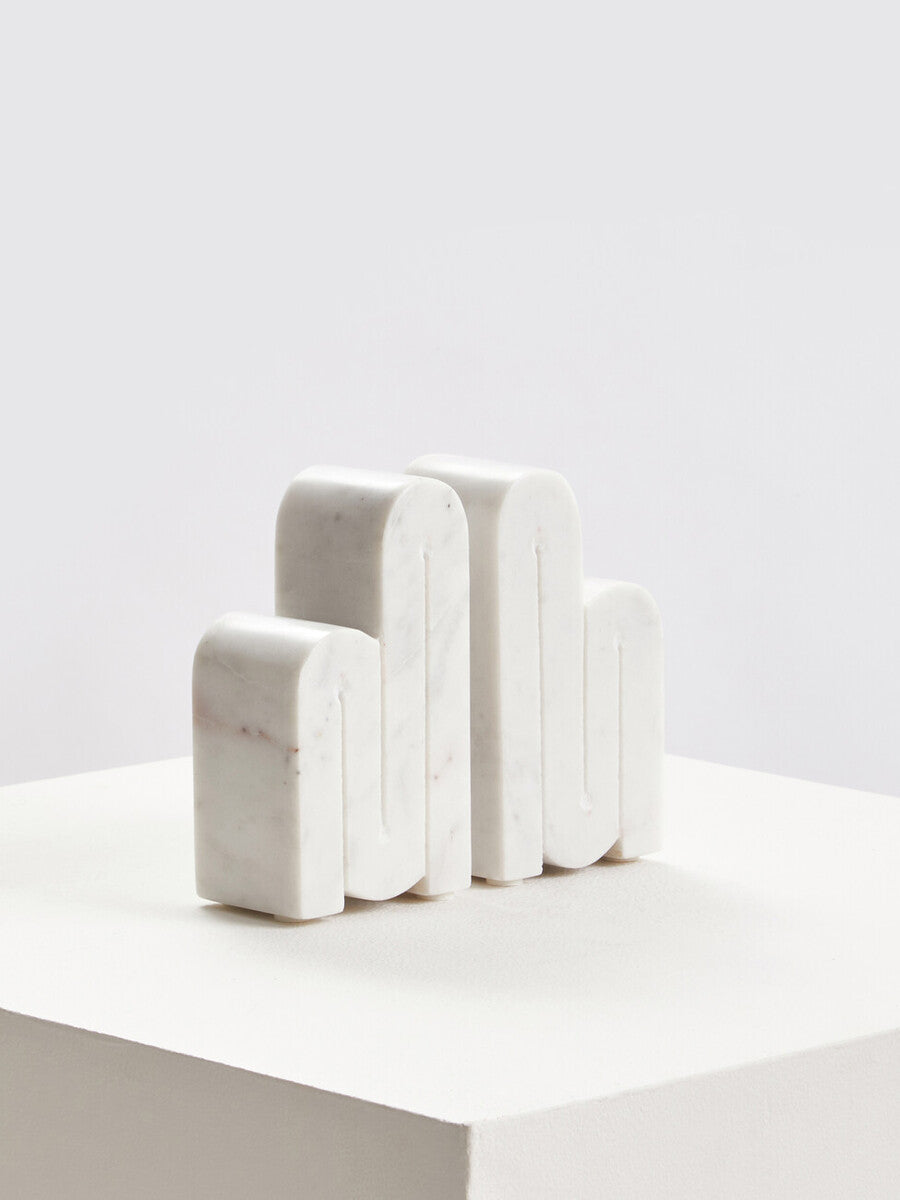 Nason Set Of 2 White Marble Bookends