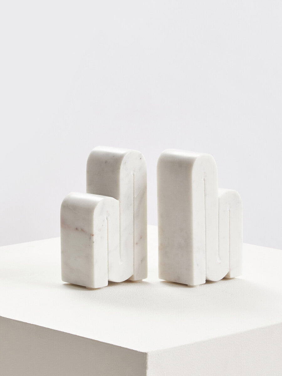 Nason Set Of 2 White Marble Bookends