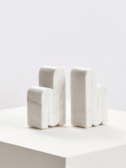 Nason Set Of 2 White Marble Bookends