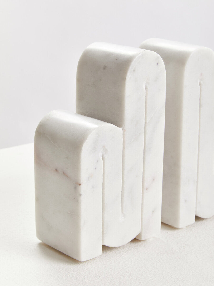 Nason Set Of 2 White Marble Bookends