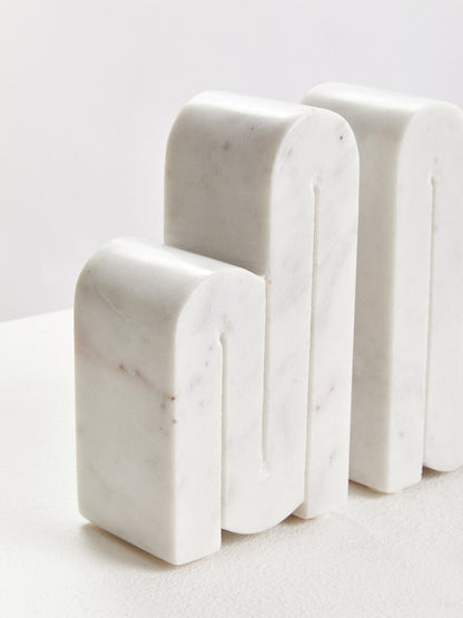 Nason Set Of 2 White Marble Bookends