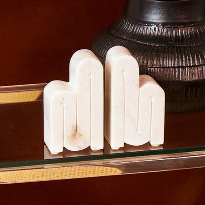 Nason Set Of 2 White Marble Bookends
