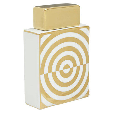 Curva Gold and White Ceramic Jar