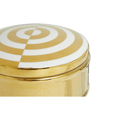 Curva Round  Gold and White Trinket Box