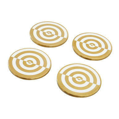 Curva Gold and White  Set Of Four Coasters