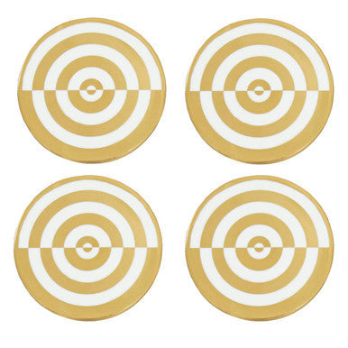 Curva Gold and White  Set Of Four Coasters