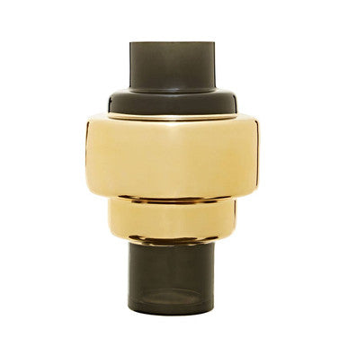 Cayden Small Smoked Black And Gold Vase